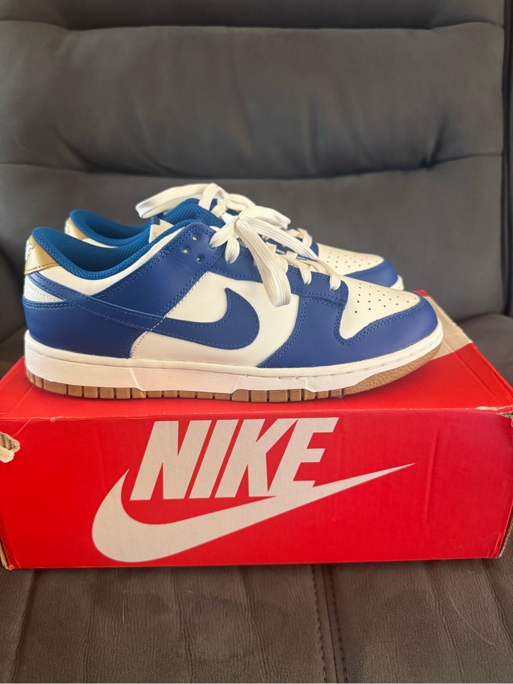 Nike Men’s Low-Top Sneakers in Blue, White & Gold